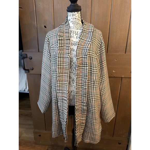 The Fashion Gallery Jackets & Blazers - The Fashion Gallery Houndstooth Ruffle Trim Open Front Coat XL  Plaid
